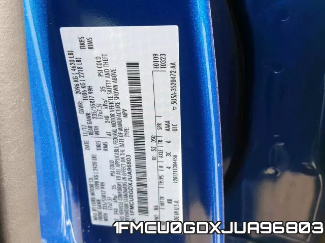 1FMCU0GDXJUA96803 фото 2
