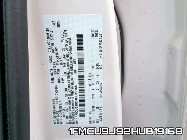 1FMCU9J92HUB19168 фото 2