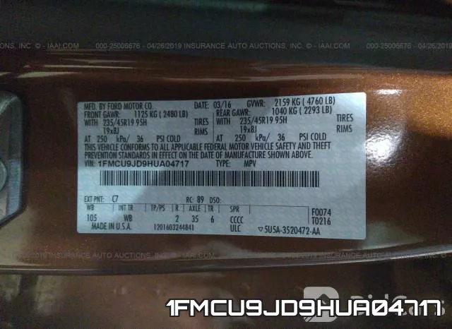 1FMCU9JD9HUA04717 фото 10