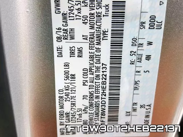 1FT8W3DT2HEB22137 фото 2