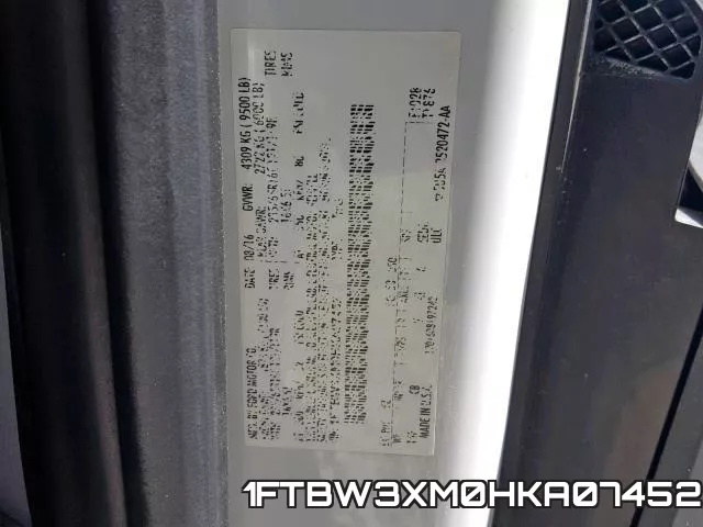 1FTBW3XM0HKA07452 фото 2