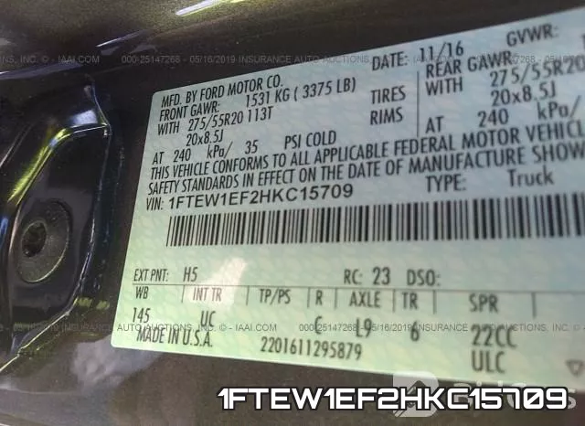 1FTEW1EF2HKC15709 фото 10
