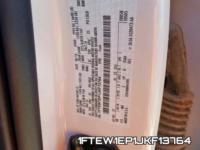 1FTEW1EP1JKF13764 фото 2