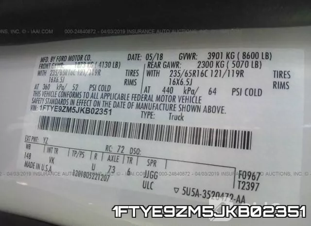 1FTYE9ZM5JKB02351 фото 9