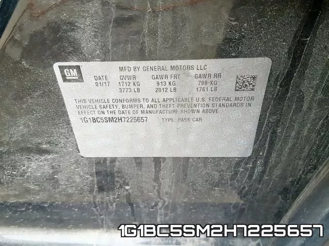 1G1BC5SM2H7225657 фото 2