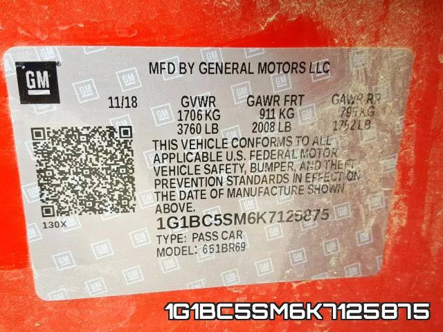 1G1BC5SM6K7125875 фото 2