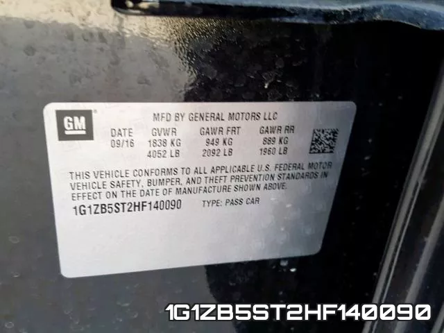 1G1ZB5ST2HF140090 фото 2