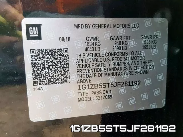 1G1ZB5ST5JF281192 фото 2