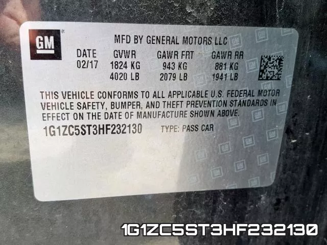 1G1ZC5ST3HF232130 фото 2
