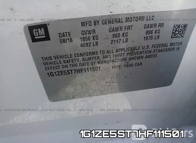 1G1ZE5ST7HF111501 фото 9