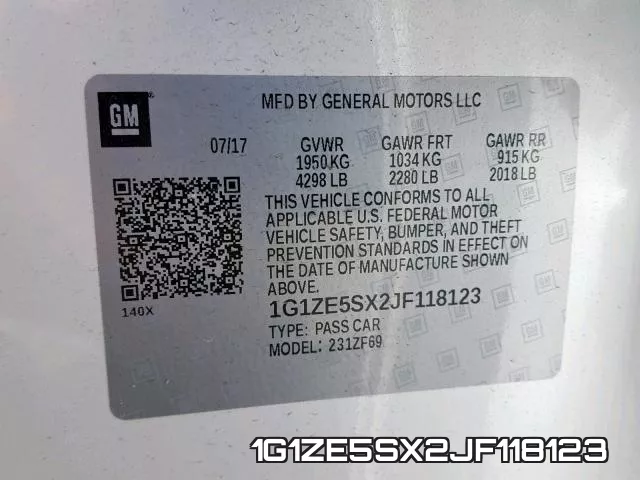 1G1ZE5SX2JF118123 фото 2