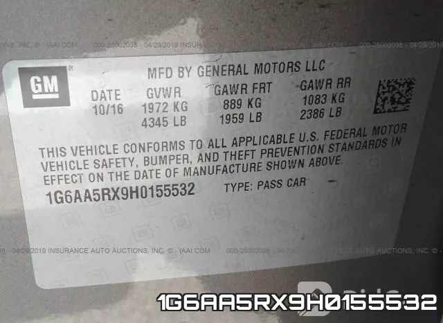 1G6AA5RX9H0155532 фото 10