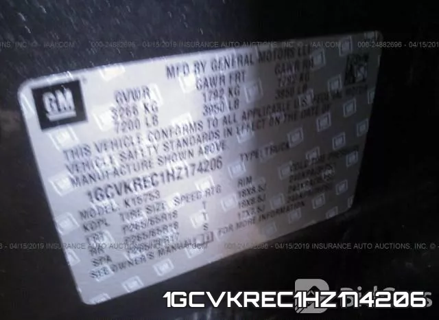 1GCVKREC1HZ174206 фото 10