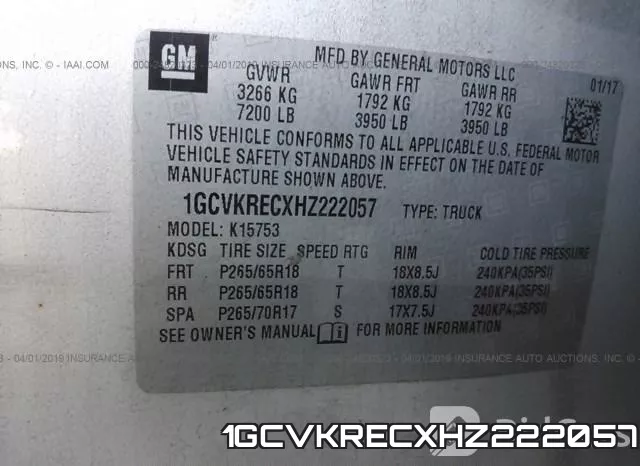 1GCVKRECXHZ222057 фото 10