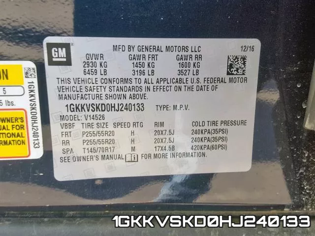 1GKKVSKD0HJ240133 фото 2