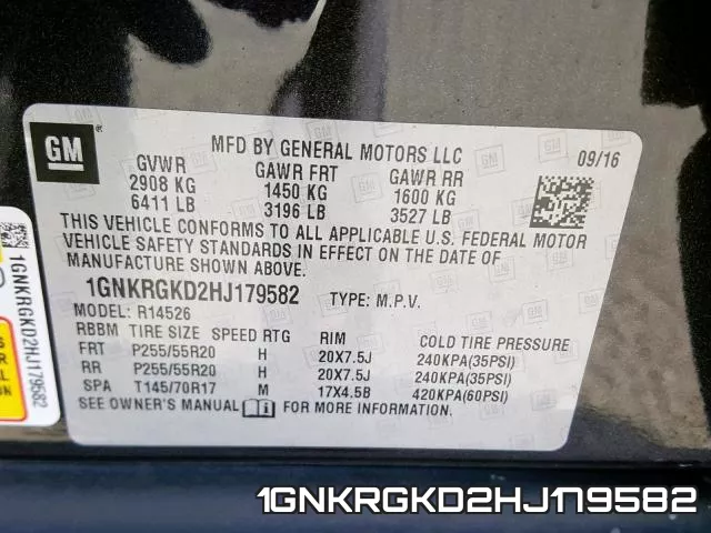 1GNKRGKD2HJ179582 фото 2
