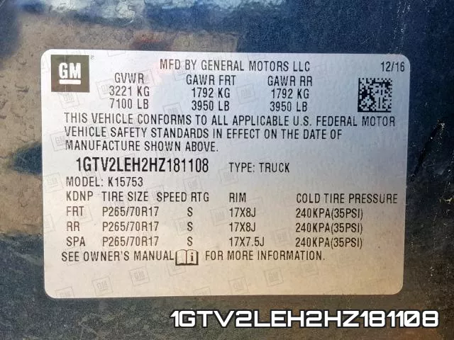 1GTV2LEH2HZ181108 фото 2