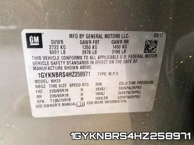 1GYKNBRS4HZ258971 фото 2