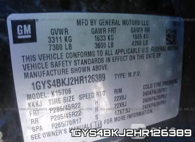 1GYS4BKJ2HR126389 фото 10