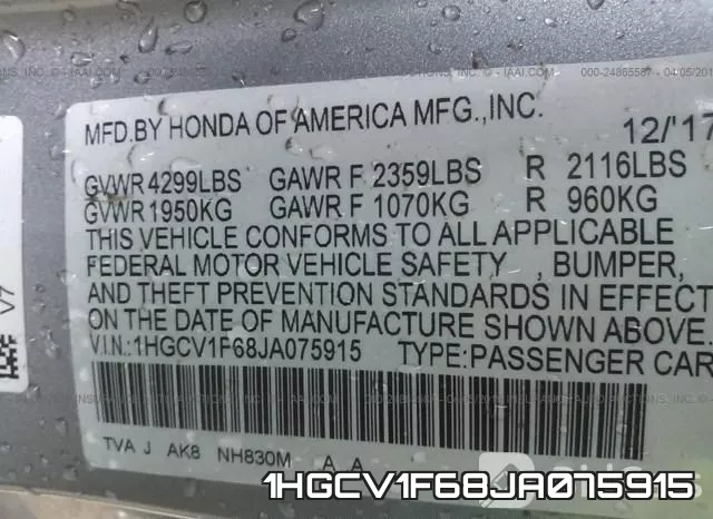 1HGCV1F68JA075915 фото 10