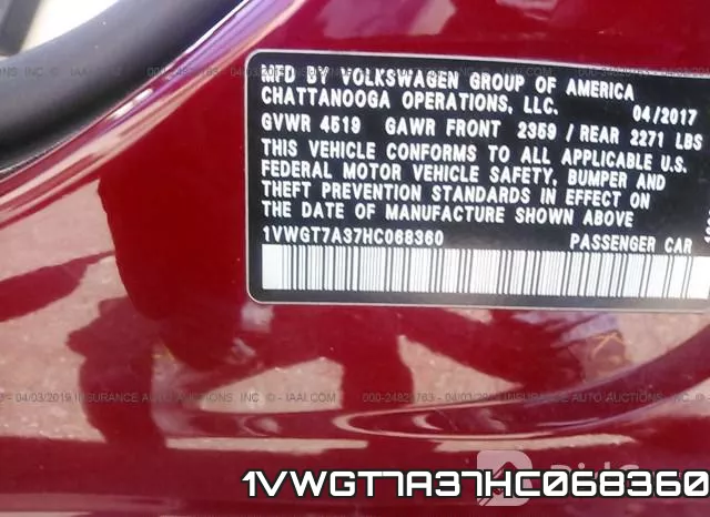 1VWGT7A37HC068360 фото 10