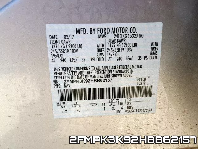 2FMPK3K92HBB62157 фото 2