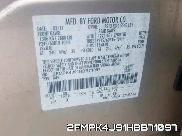 2FMPK4J91HBB71097 фото 2