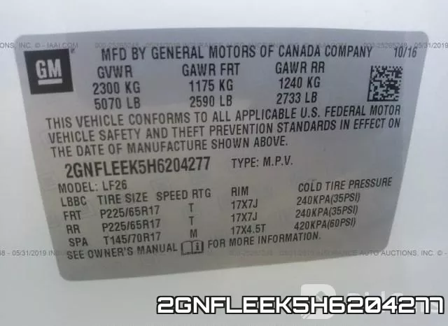 2GNFLEEK5H6204277 фото 10