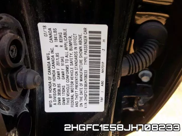 2HGFC1E58JH708233 фото 2