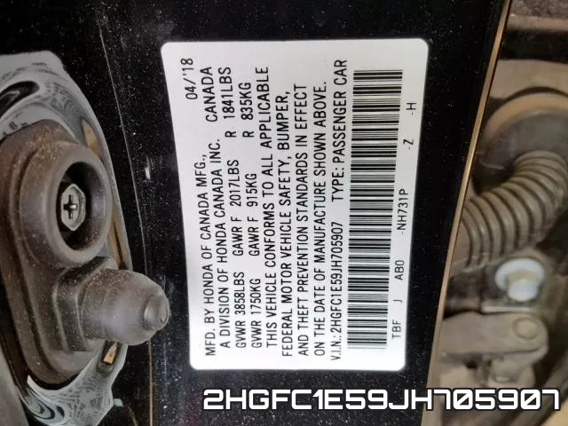 2HGFC1E59JH705907 фото 2
