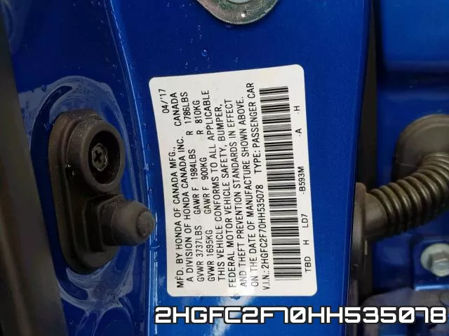 2HGFC2F70HH535078 фото 2