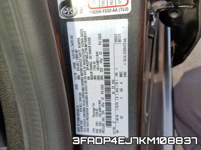 3FADP4EJ7KM108837 фото 2