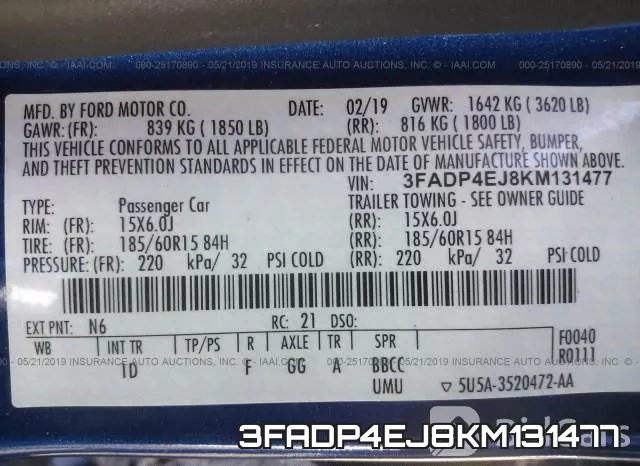 3FADP4EJ8KM131477 фото 10