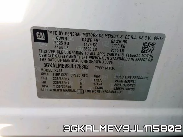 3GKALMEV9JL175802 фото 2