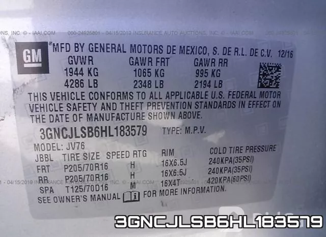 3GNCJLSB6HL183579 фото 10