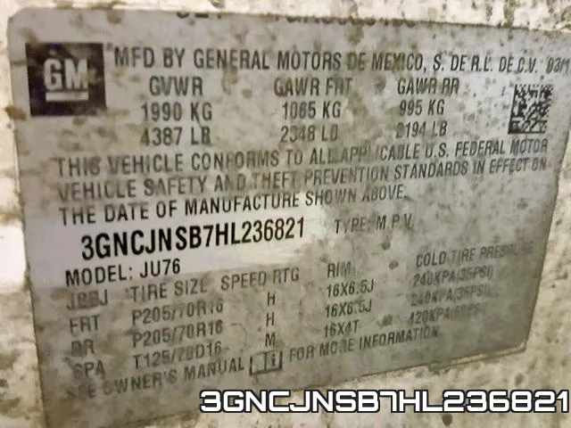 3GNCJNSB7HL236821 фото 2