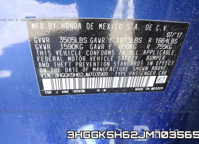 3HGGK5H62JM703565 фото 10