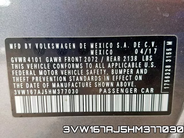 3VW167AJ5HM377030 фото 2