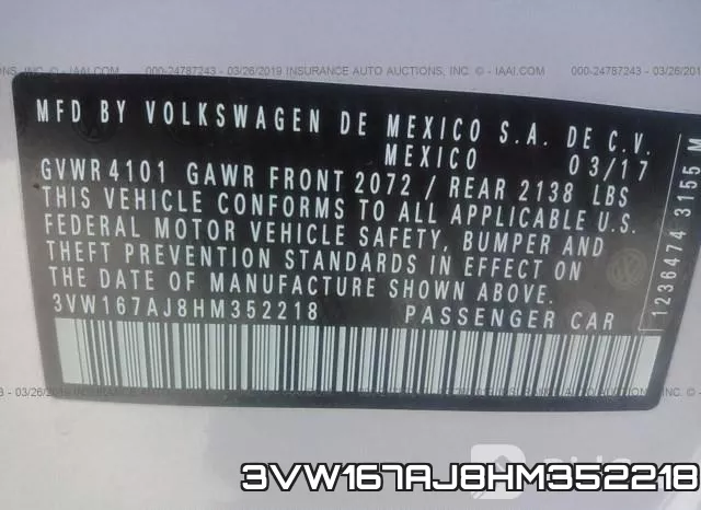 3VW167AJ8HM352218 фото 9