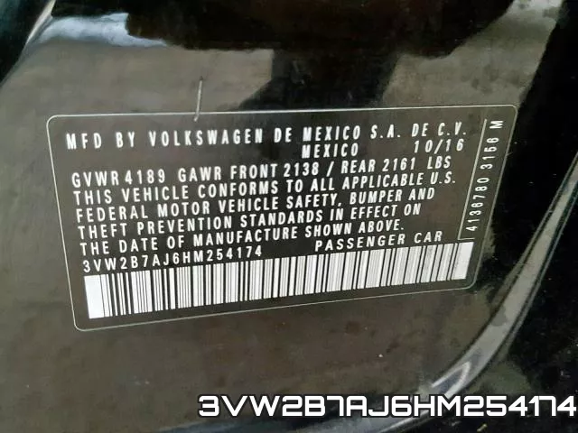 3VW2B7AJ6HM254174 фото 2