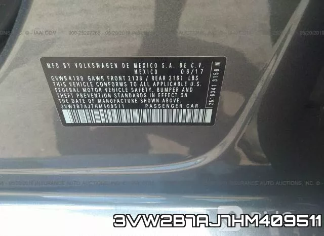 3VW2B7AJ7HM409511 фото 9
