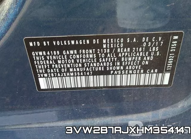 3VW2B7AJXHM354147 фото 10