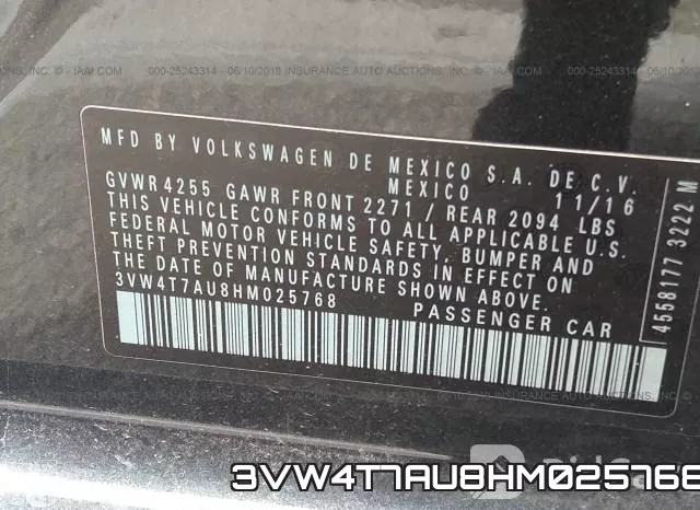 3VW4T7AU8HM025768 фото 10