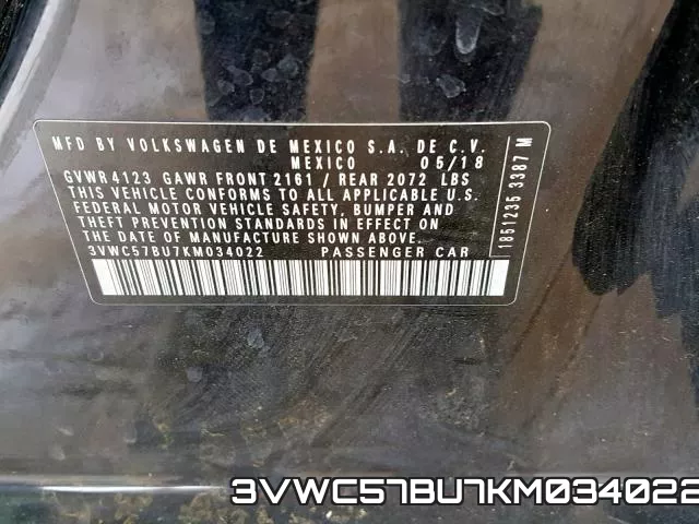 3VWC57BU7KM034022 фото 2