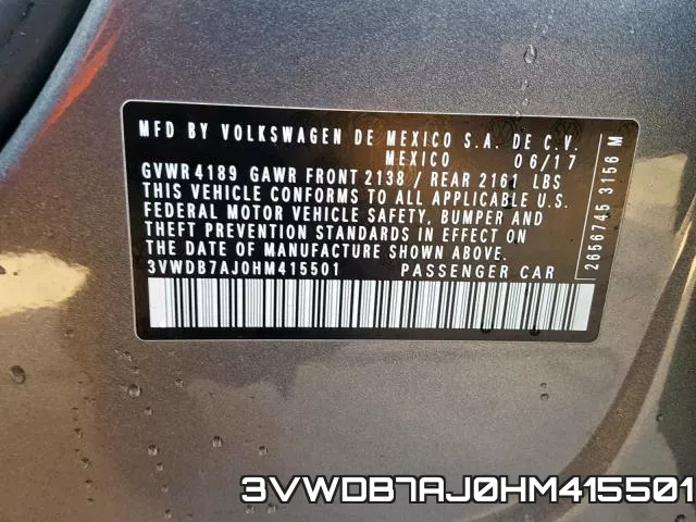 3VWDB7AJ0HM415501 фото 2