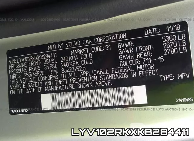 LYV102RKXKB284411 фото 10