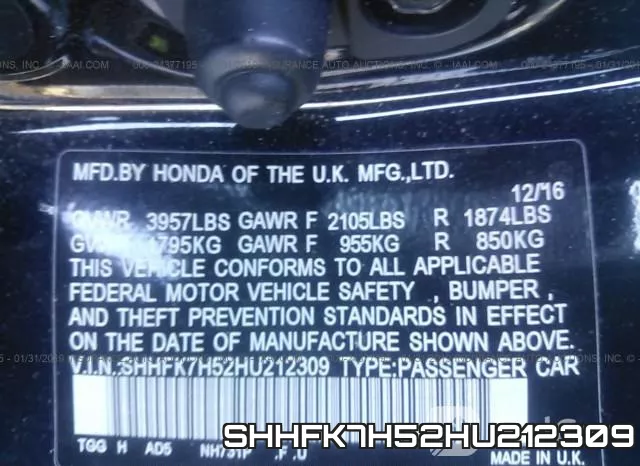 SHHFK7H52HU212309 фото 10