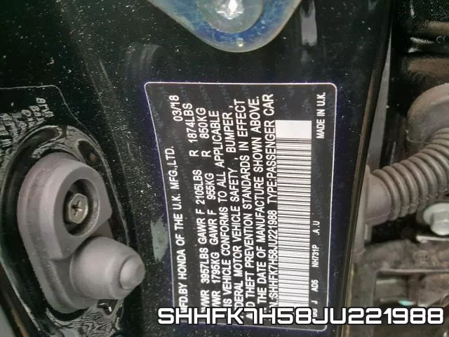 SHHFK7H58JU221988 фото 2