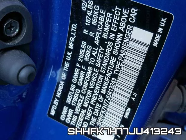 SHHFK7H77JU413243 фото 2