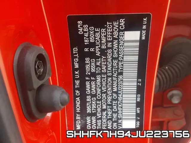SHHFK7H94JU223756 фото 2